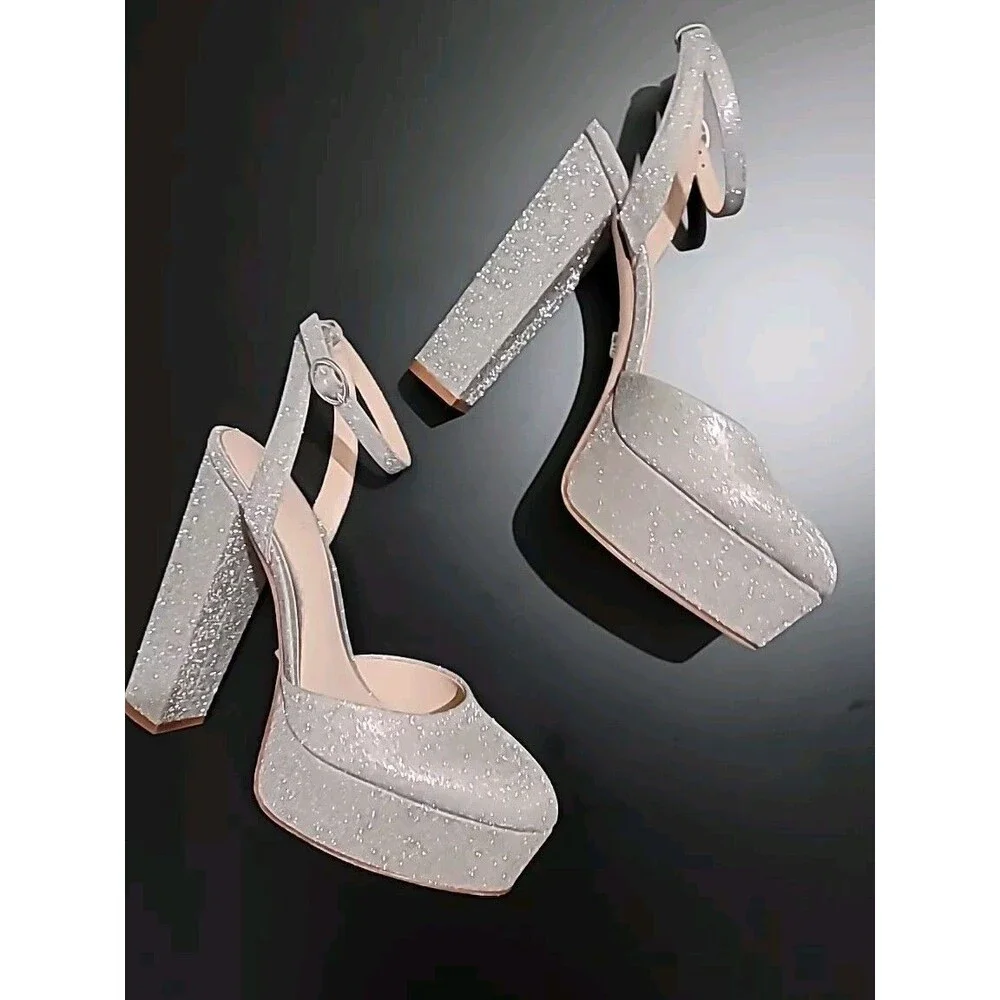 Born on Fifth x Antonio Melani  Metallic Glitter Closed Toe Platform Pumps 9.5M